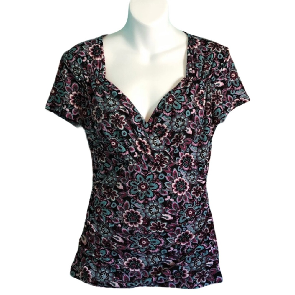 Style & Co Floral V Neck Top